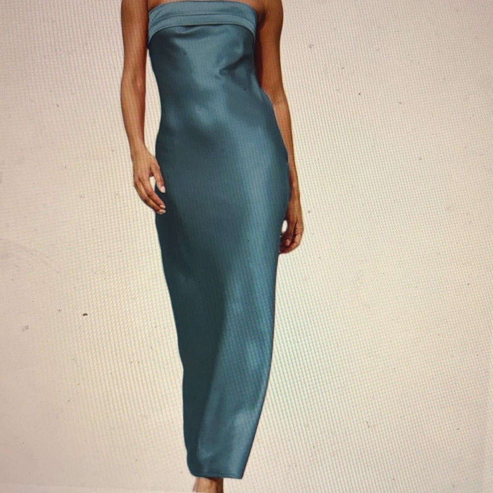 Strapless Teal Maxi Dress